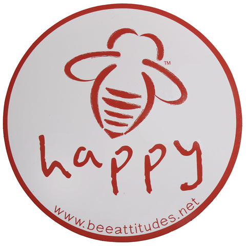 Bee Happy White/Red Magnet - BeeAttitudes