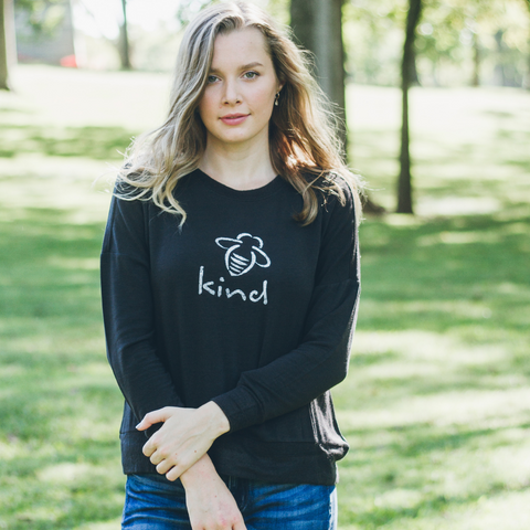 Bee Kind Quote Dolman -Heather White