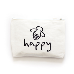 Canvas Zip Pouch - Bee Happy - BeeAttitudes
